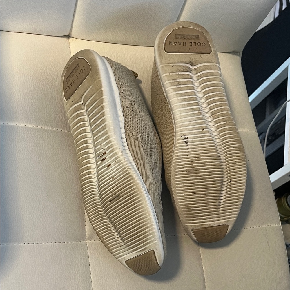 Cole Haan Beige and Gold Knit Sneakers - Picture 8 of 13
